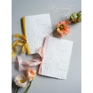 KKlife婚礼定制花卉虞美人誓言卡浮雕凹凸纸品誓词卡手写拍摄道具