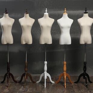 模特道具女半身包布人台服装 实木底座 店橱窗模特架婚纱礼服衣架