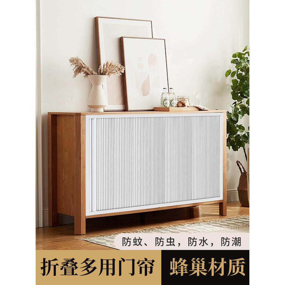 储物架杂物柜类遮挡帘免打孔鞋柜门隐形推拉厨柜门简易伸缩遮丑帘