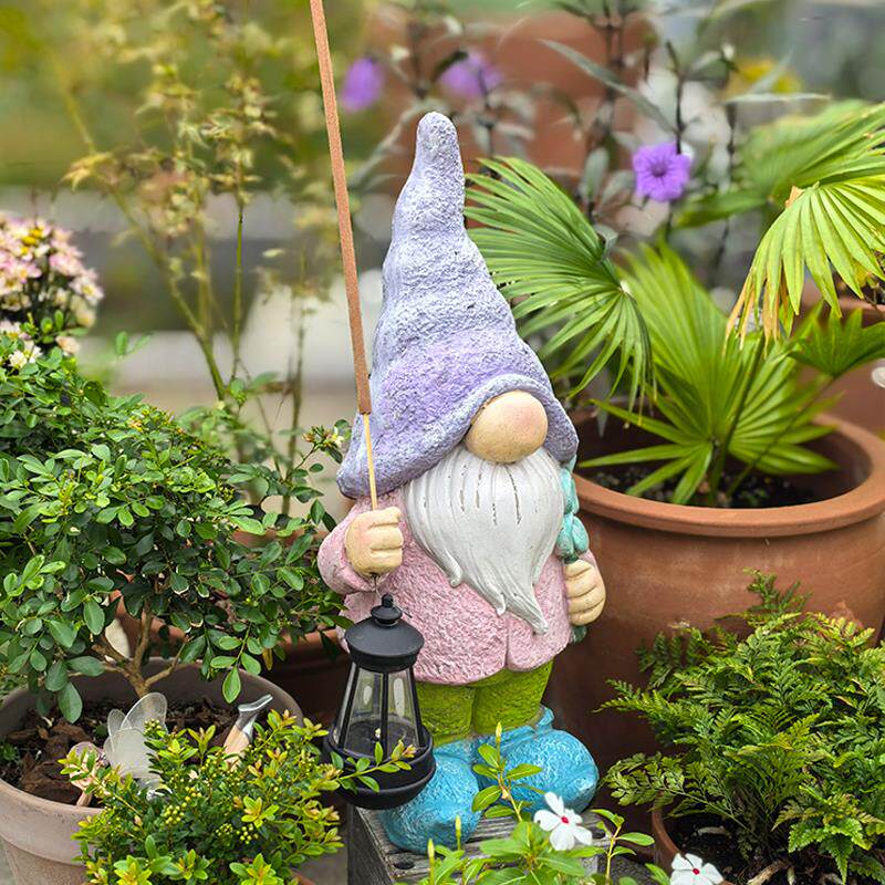 美式插蚊香户外庭院花园装饰布置摆件甘道夫插香地精太阳能灯摆件