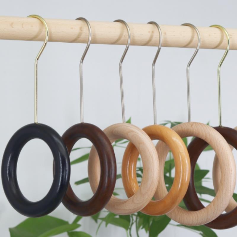 服装店围巾木圈圆形丝巾木环 复古圆环挂钩衣架 多功能置物架S钩
