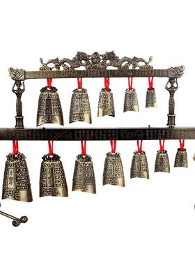 中式合金演奏乐器仿古双层编钟模型摆件工艺品婚庆影视道具