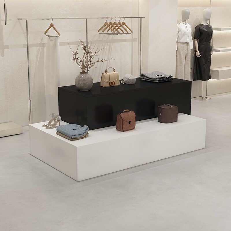 服装店吧台中岛桌中间摆放流水台童装收纳展示柜女装鞋包店展示柜