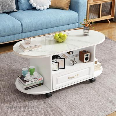 茶几客厅家用可以移动圆形茶桌钢化玻璃面板经济家用型简易小茶几