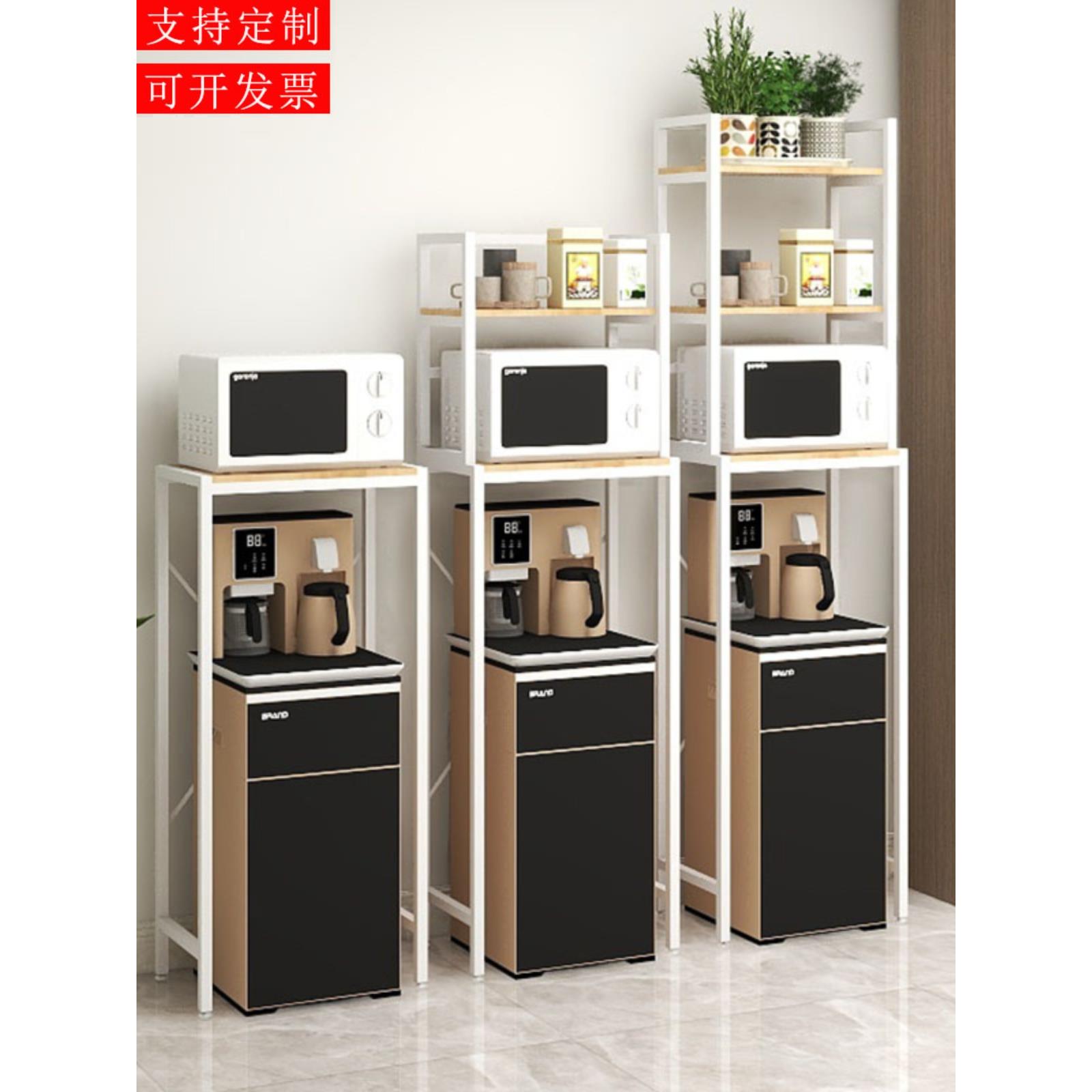 茶吧机上方置物架饮水机微波炉收纳架厨房茶具不生锈碳钢水壶架子