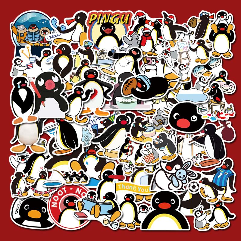 卡通可爱企鹅家族pingu贴纸pinga表情包电脑ipad手机行李箱贴防水
