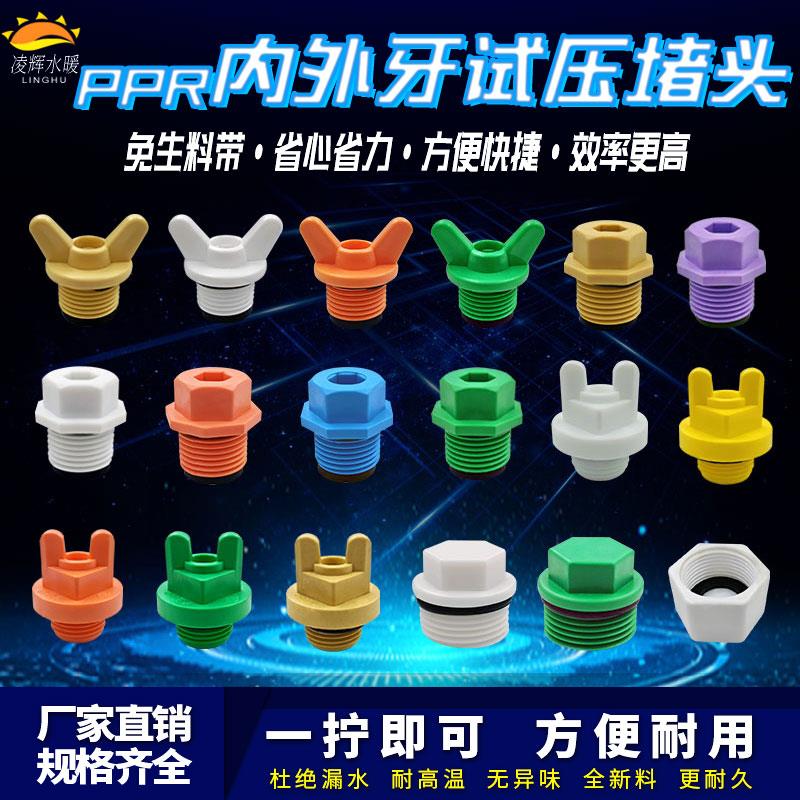 PPR塑料丝堵4分6分1 2外丝堵头20 丝堵内牙塑料管堵管帽配件带圈