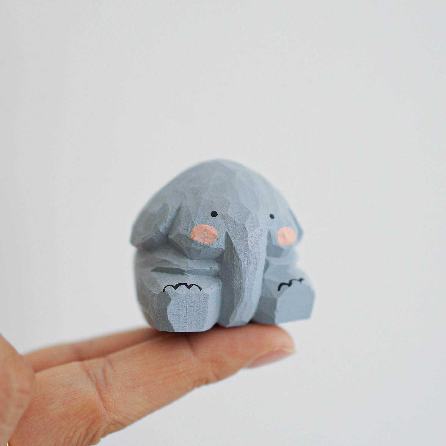 木刻自习室木雕大象摆饰可爱小象动物书架挂柜子显示器屏幕装饰