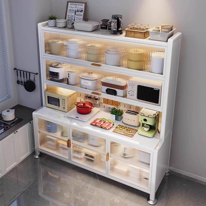 厨房多功能置物架家用落地一体餐边柜微波炉碗柜收纳柜调料品架子