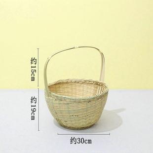 竹制品竹编工艺品家用手工竹筐竹篮竹篓小竹篮子手提篮编织篮收纳
