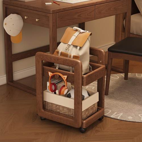 全实木儿童书包架书架落地家用置物架客厅储物架卧室可移动小书柜