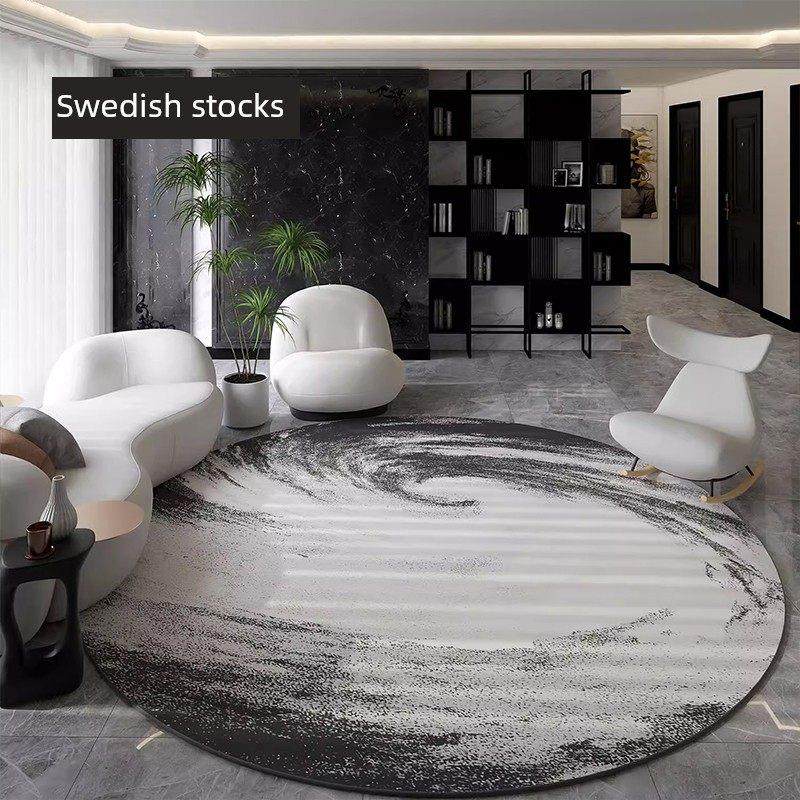 瑞典股票经典定制圆形客厅地毯家庭防滑沙发，咖啡桌垫，研究转椅