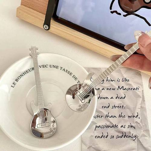 304不锈钢吉他勺创意音乐吧勺咖啡勺蛋糕甜品勺伴手礼马克杯勺子