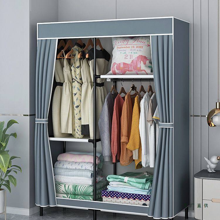 简易衣柜组装家用卧室钢管加粗加固人布衣柜出租房用宿舍衣橱