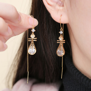琵琶耳钉气质轻奢防丢耳线女时尚超仙高级感耳环流苏长款个性耳饰