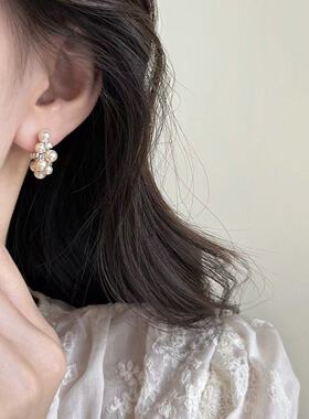 小众设计感锆石珍珠C形耳钉轻奢气质温柔百搭耳环女时尚通勤耳饰