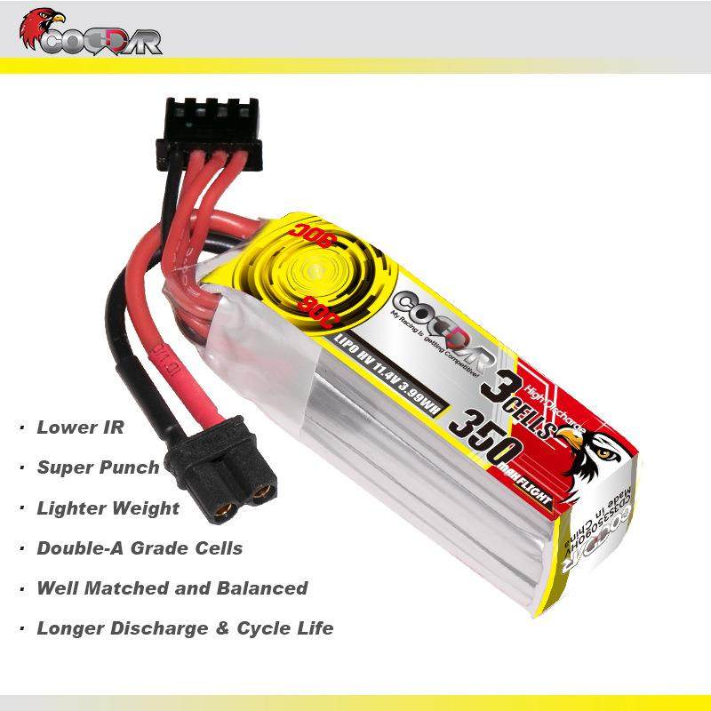 鹰氪CODDAR 350MAH 3S 11.4V 90C HV室内空心杯高倍率锂电池 LIPO