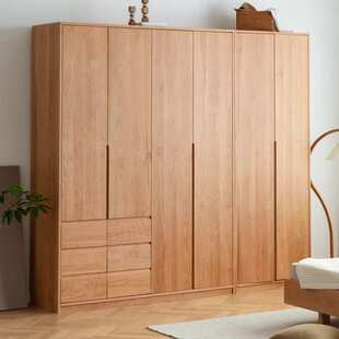 北欧日式原木樱桃木全实木大衣柜卧室衣帽间整体全屋定制黑胡桃木