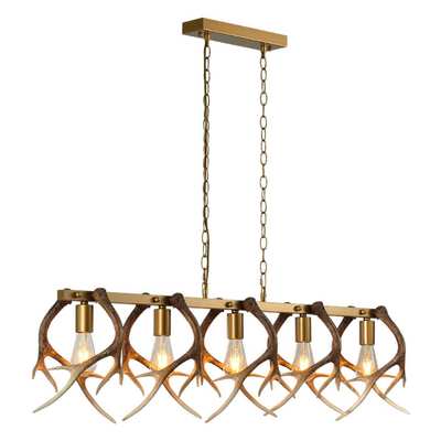 鹿角吊灯 美式复古铁艺鹿角吊灯 餐厅吧台卡座吊灯民宿小木屋吊灯