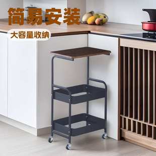 阳台小推车置物架带桌板落地家用零食收纳架厨房小推车置物架
