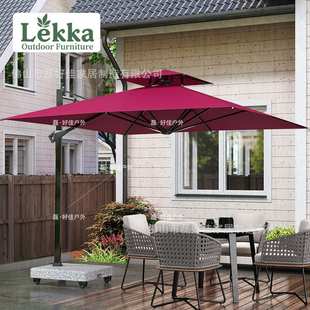 定制户外遮阳伞庭院伞别墅露台院子带灯罗马伞酒店商用太阳伞出口