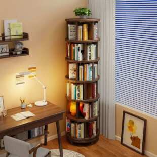 旋转书架纯实木书柜客厅可移动置物架2026新款转角书架靠墙展示架