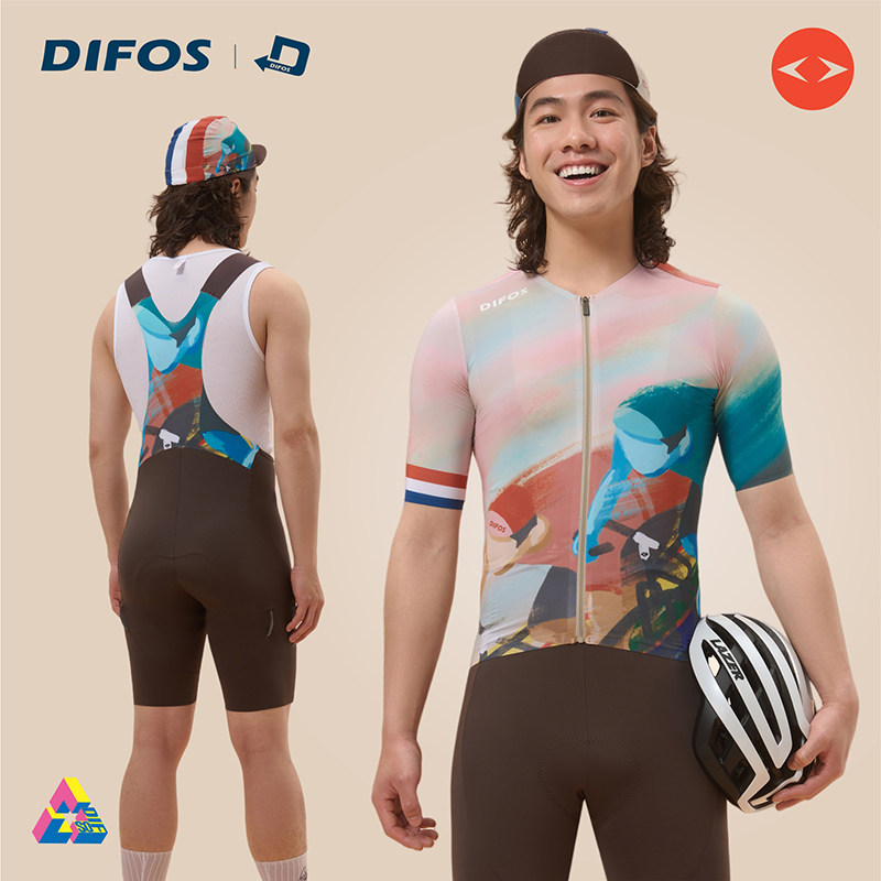 DIFOS春夏新款防晒骑行服男款短袖骑行套装双箭头坐垫背带裤卡特