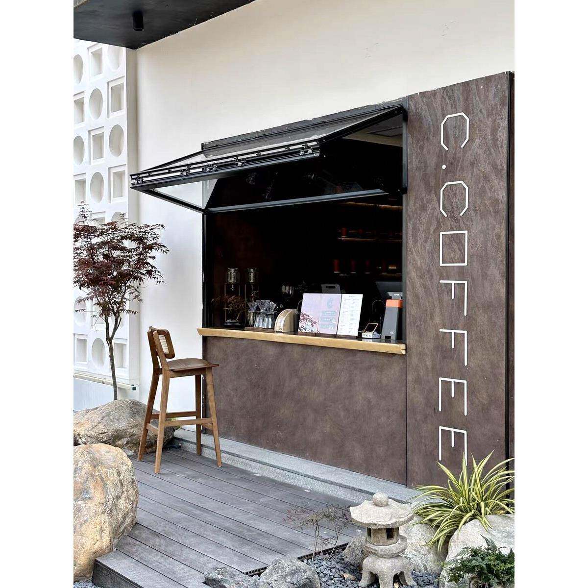 上下可折叠窗增强滑动窗网红奶茶咖啡店定制铝合金窗可随意悬停门