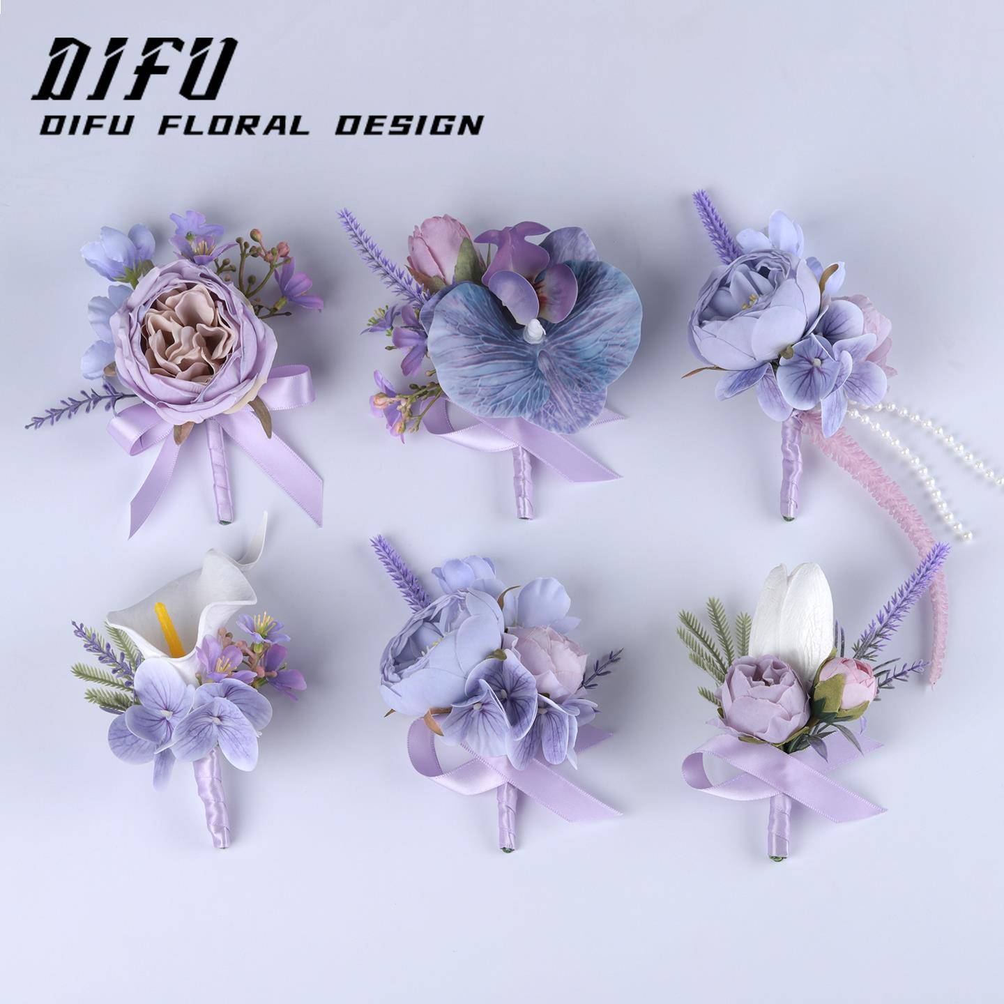 蓝紫系商务会议嘉宾襟花结婚胸花新娘新郎婚礼彷真佩花高档手腕花