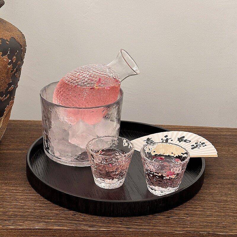 创意覆古小酒杯玻璃高级感白酒杯家用米酒烧酒杯小盏分酒器酒盅