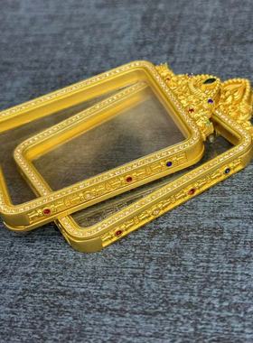唐卡镶钻镀金新品壳金色双面镂空嘎乌盒防水款 45*55唐卡盒手绘壳