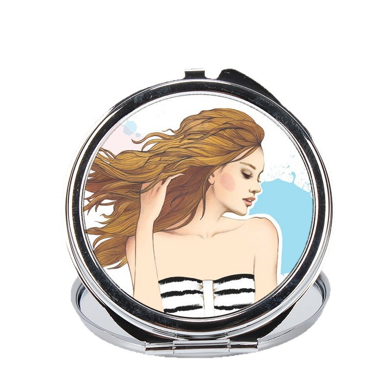 热转印空白化妆镜照片印制随身折叠可金属爱心小镜子