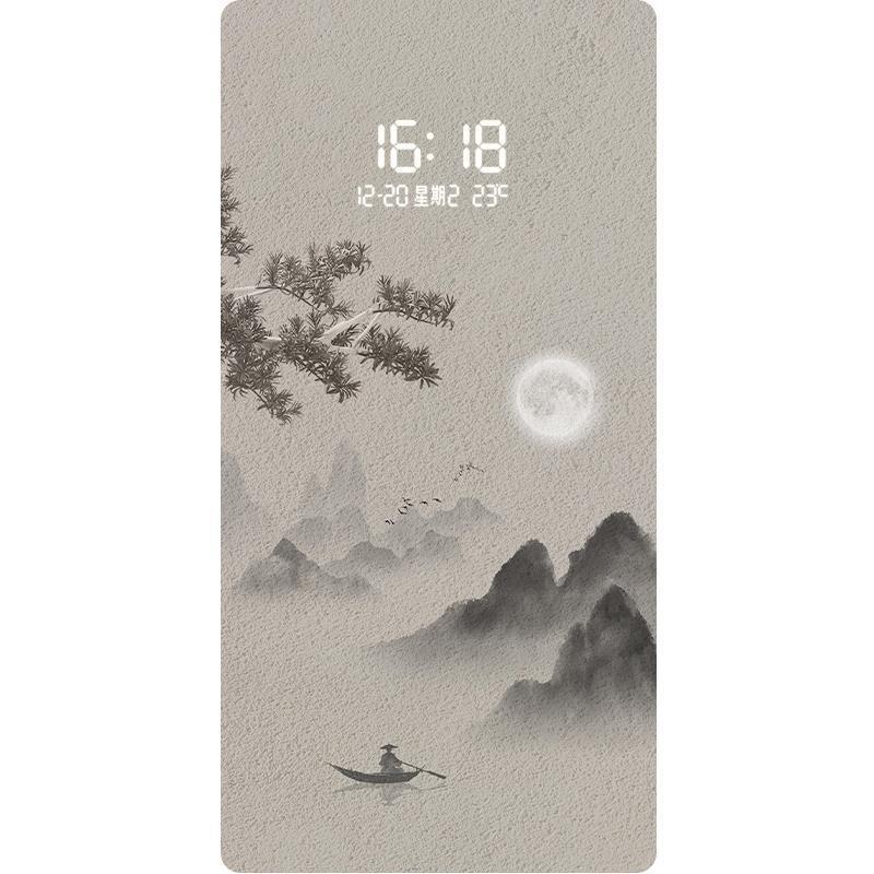水墨山水XY796189玄关装饰画LE画D光电对子时钟新中式正门走廊过