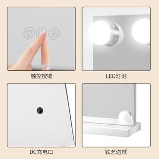台爆款244式桌面化妆镜好莱坞形ld桌面化妆镜e14珠方充电款梳妆镜