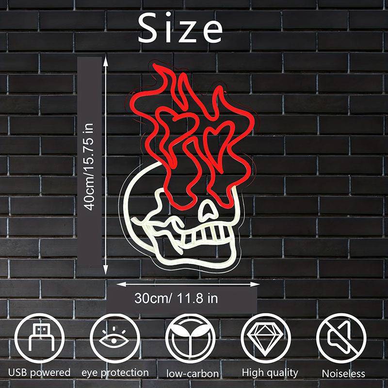 LED霓虹客灯室牌红色骷髅头万圣节装饰房灯牌CX-DP200间厅卧氛围