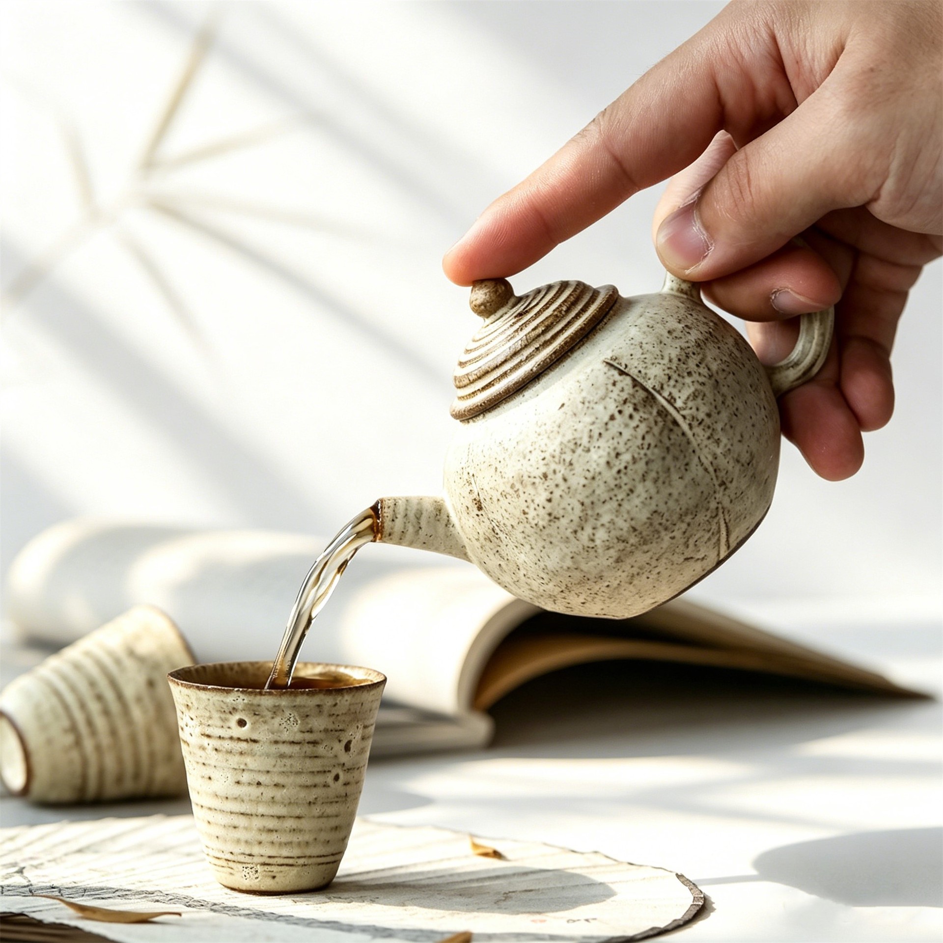 晴先生全手工日式复古纯色粉引系列紫砂泥茶具工夫茶单壶泡茶壶套