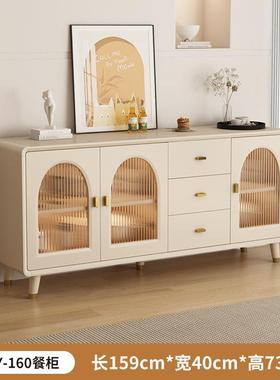 轻奢餐奶油风柜折叠桌餐边小户QLX型墙靠储物收纳柜法式轻奢感茶