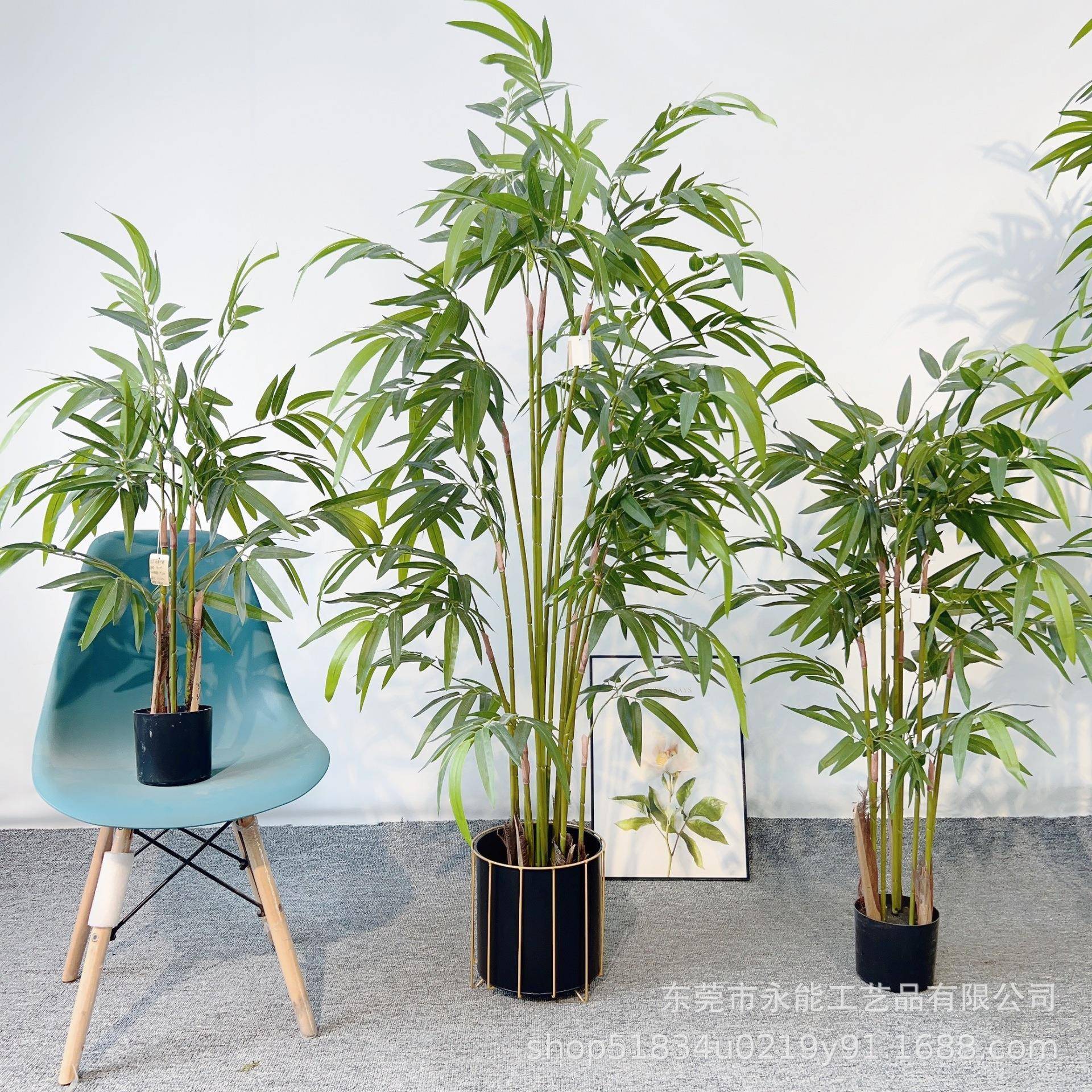 仿真竹酒子店公开业常绿绿假植装饰人造凤尾葵AVQ盆栽司装饰仿真