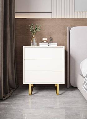 白色PDN床柜约现代轻奢设计感床造头柜2025新款床头柜卧简室改小