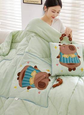 LZI纯休棉二被合一两用车载抱枕子全棉四通用办公季室学生午汽车