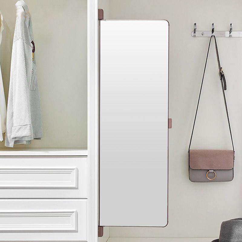 衣镜穿衣镜平开门子内置拉镜隐藏试衣镜推折叠旋转镜全身无品牌/