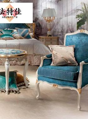 亚雕历花山法式贝壳30506拼布艺双人床大1.8米实木床主卧花婚床公