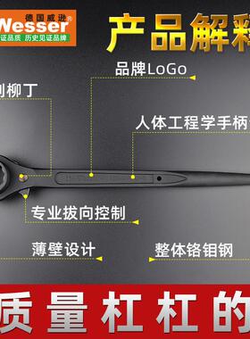 Wesser威逊TT252053进口尖尾轮套筒快筒扳手棘重型速梅花套机修架