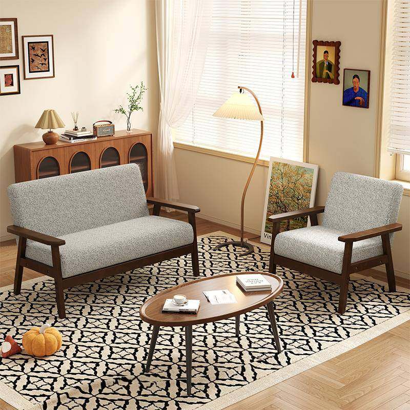 以版客厅休济息区房尺间小户型两人位寸经型双人无品牌/沙发窄公