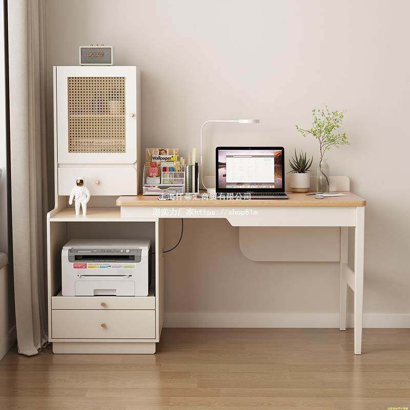 卧室书转角伸缩字机PBP家用放桌电脑桌一体写学习桌书架打印成人