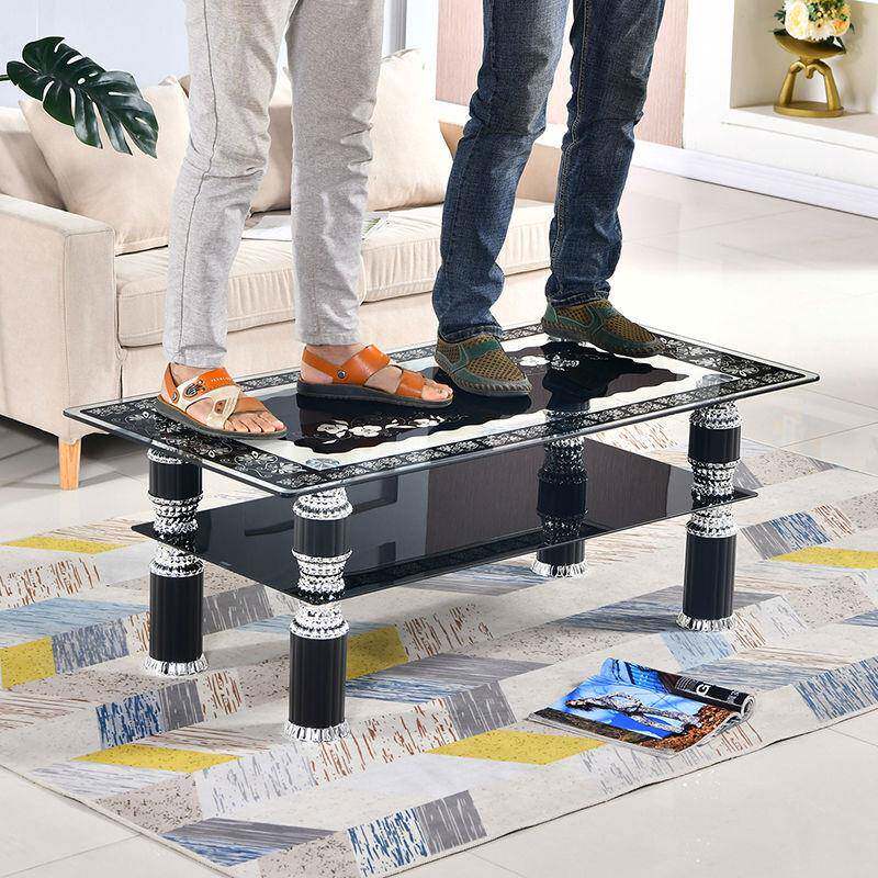 VZK玻璃几长方形客厅茶双茶几简约现客代茶几桌大小户型层办公厅