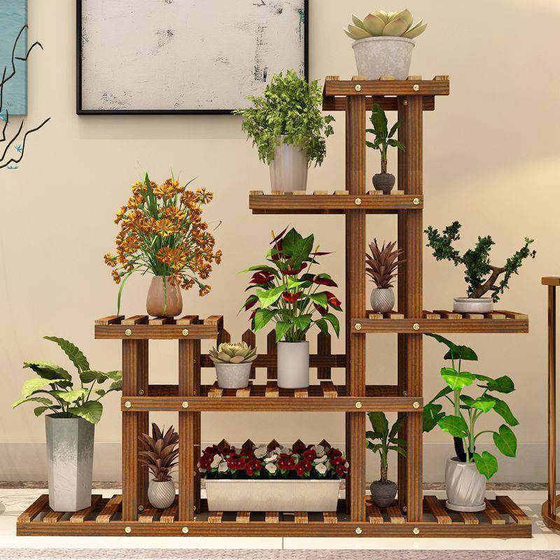 阳台简花架防室内多约层实木腐OGK客肉厅置物盆栽绿萝多现代落地