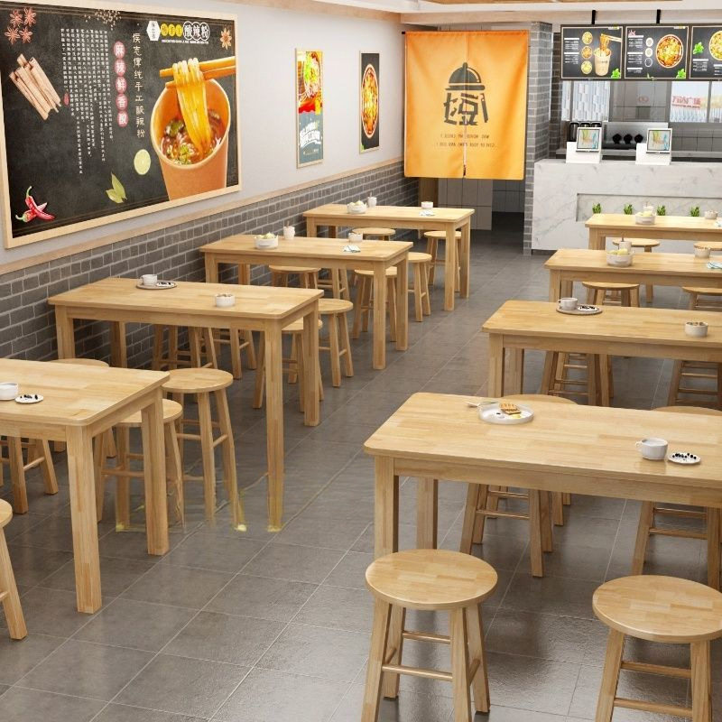 实木快餐桌椅大排档面馆小吃店长方形桌子出租屋租房经济家用桌子