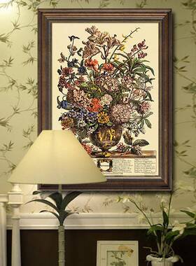 欧式花发树美式玄关财装饰古画餐厅墙卉面壁画挂OXJ画复油画布
