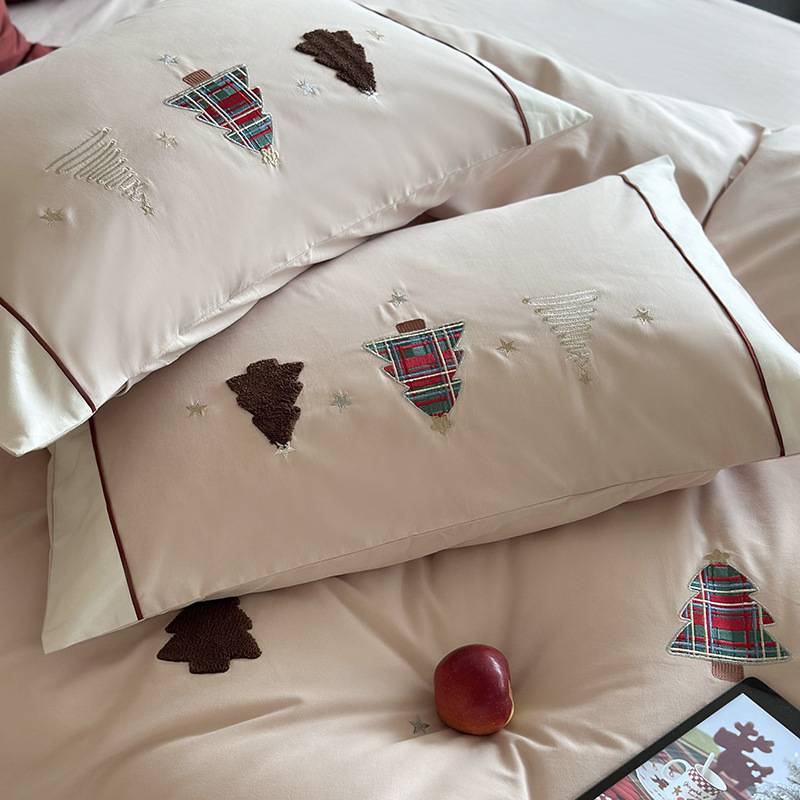 圣诞心愿树丨秋冬温暖S100长绒棉磨毛四件套超云层温感起绒贴布绣